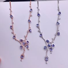 925 Silver Personality Natural Tanzanite Necklace Chain Row Jewelry Pure Beauty women's luxury Tanzanite Necklace, Natural Tanzanite, Pure Beauty, Necklace Chain, Luxury Jewelry, Chains Necklace, Beauty Women, The Row, 925 Silver