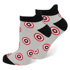 "I'm...Captain America." Paying homage to the First Avenger, this ankle sock gift set features three designs centering around Captain America's Shield. Whether you like navy, grey, or white, this set has a sock for you and is perfect for fans of Captain America. Our socks offer both comfort and breathability for all day wear thanks to the soft cotton blend. Officially licensed by Marvel. Black Ankle Socks, The First Avenger, First Avenger, Sock Gift, Captain America Shield, Ankle Sock, Marvel Captain America, Man Thing Marvel, Navy Grey