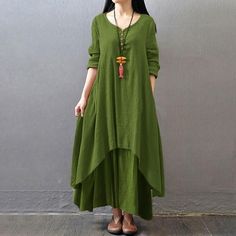 Gender: WomenMaterial: PolyesterStyle: vintageSilhouette: LoosePattern Type: SolidSleeve Length(cm): FullDecoration: ButtonDresses Length: Floor-LengthSleeve Style: REGULARWaistline: NaturalNeckline: V-Neck Size Details: Asian Size S M L XL XXL 3XL 4XL 5XL EUR 34 36 38 40 42 44 46 48 US,CA 4 6 8 10 12 14 16 18 UK 8 10 12 14 16 18 20 22 Clothes measurements in cm/inches Shoulder 38cm 15.0'' 39.3cm 15.5'' 40.5cm 15.9'' 41.8cm 16.5'' 43cm 16.5'' 44.3cm 17.4'' 45.5cm 17.9'' 46.8cm 18.4'' Bust 97cm 3 Long Maxi Dresses, Vestidos Retro, Big Size Dress, Loose Maxi Dress, Vestido Plus Size, Maxi Robes, Vestidos Vintage, Vintage Maxi Dress, Maxi Dresses Casual