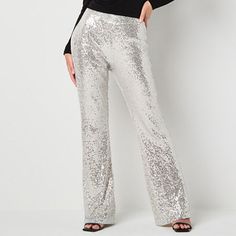 This pair of women's sequinned palazzo pants by Bold Elements will add sparkling flair to your evening wardrobe. Cut for a high-rise, this pull-on pair have a comfortable elastic waistband and a flare-leg silhouette. Wear it with a camisole or blouse and heels. Front Style: Flat FrontFeatures: SequinsClosure Type: Full ElasticFit: Regular FitRise: High RiseFiber Content: 95% Polyester, 5% SpandexFabric Description: Mesh NetLining: Fully LinedLining Material: PolyesterInseam: 32 InLeg Style: Flar Jollywood Nights, Flare Palazzo Pants, Palazzo Pant, Color Champagne, Palazzo Pants, High Rise, My Style, Wardrobe, Pants