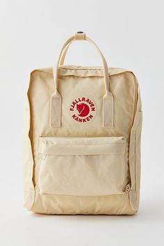 Lightweight coated canvas backpack from Fjallraven with a wraparound zip closure and an interior envelope pocket for toting your tablet. Topped with an additional zip pocket at the front and adjustable, webbed straps at the back. Double carry handles along the top. Features Fjallraven Kånken backpack Iconic Fjallraven backpack Lightweight backpack design Interior tablet pocket Adjustable straps Wraparound zipper closure Content + Care PVA, polypropylene, mixed metal Spot clean Imported Size Dime Urban Outfitters Backpack, Fjallraven Backpack, Backpack Fjallraven, Envelope Pocket, Cute School Bags, Backpack Design, Aesthetic Backpack, Pinterest Contest, Men's Shoes Accessories