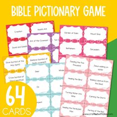 the printable bible dictionary game for kids with four different words and numbers on it