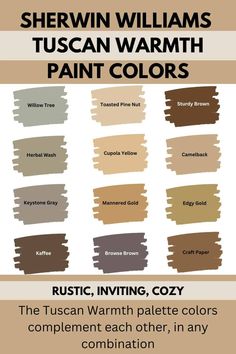 sherylin williams's tuscann warm paint colors are available for purchase