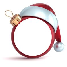 a red and white christmas ornament with a gold bell