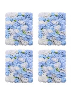 blue and white flowers are arranged in the shape of squares