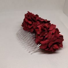 Beautiful Roses Comb For Hair Da De Los Muertos. 3x4.5 Red Rose Hair Clip, Rose Headpiece, Rose Hair Clip, Rose Crown, Couture Accessories, Rose Hair, Accessories Handmade, Hair Comb, Beautiful Roses