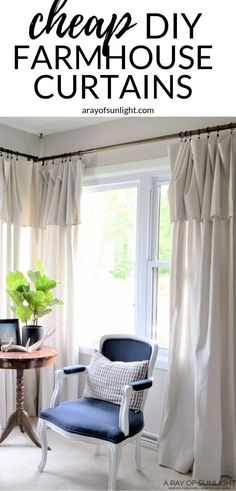 an easy diy farmhouse curtain for the living room