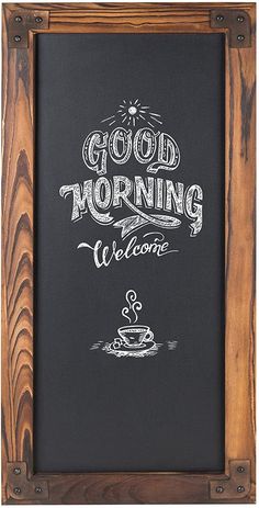 12 X 25-Inch Wall-Mounted Erasable Chalkboard with Dark Brown Wood Frame-MyGift Cafe Chalkboard, Hanging Chalkboard, Large Chalkboard, Chalkboard Decor, Liquid Chalk Markers, Chalkboard Designs, Hand Lettering Inspiration, Liquid Chalk, Leaflet Design