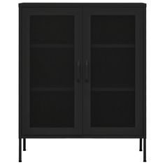 This storage cabinet with practical design is a real eye-catcher for your home decor. This side cabinet, featuring a steel construction, is sturdy and durable. There are levellers on the bottom to adjust the height according to your needs. The sideboard has 2 mesh doors with adjustable shelves inside to suit different sized items, such as books, magazines, and other personal essentials.  color: Black Material: Steel Dimensions: 31.5" x 13.8" x 40" (L x W x H) Leg height: 5.9" Amount of shelf: 2 Mesh Doors, Steel Storage Cabinets, Hallway Cabinet, Office Storage Cabinets, Mesh Door, Accent Chests And Cabinets, Steel Cabinet, Global Office Furniture, Practical Design