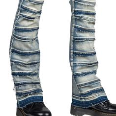 Wornstar Clothing Bandage Stage Pants - Classic Blue Wornstar Clothing, Custom Jeans, Rocker Style, Denim Patchwork, Classic Blue, Style Classic, Denim Pants, Stretch Denim, Rocker