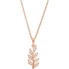 Sofer Jewelry - Pave Diamond Leaf Pendant in 14K Rose Gold Luxury Rose Gold Necklace With Pave Setting, Luxury Pave Setting Diamond Necklace With Round Pendant, Elegant Rose Gold Jewelry With Pave Setting, Formal Rose Gold Necklaces With Pave Setting, Formal Rose Gold Necklace With Pave Setting, Formal Rose Gold Pave Set Necklace, Elegant 14k Rose Gold Pendant Necklace, Rose Gold Diamond Necklace With Elegant Design, Elegant Rose Gold Sterling Silver Diamond Necklace