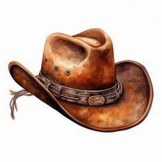 a watercolor drawing of a cowboy hat