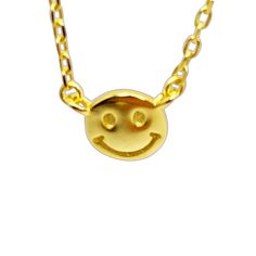 Smiley face necklace, An adorable little rolling happy face pendant on a chain. Made of .925 sterling silver. Features a round disc with happy face details. Spring ring clasp. Cute everyday necklace for everybody! 16 inch + 2 inch extender Measurements: mini happy face .40 inch; 18 inch total length material 925 sterling silver, goldtone finish Smiley Face Necklace, Smiley Happy, Face Details, Face Pendant, Face Necklace, Everyday Necklace, Gold Dipped, Happy Face, Gold Plated Silver