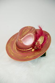 THE VERONA RANCHER HAT RANCHER HAT Judith March Gold Fedora Hat For Rodeo, Gold Fedora With Short Brim For Festivals, Western Gold Hat Bands For Party, Western Style Gold Hat Bands For Parties, Gold Flat Brim Hat Bands For Kentucky Derby, Red Western Hat For Kentucky Derby, Red Western Fedora For Kentucky Derby, Red Western-style Party Hat, Gold Western Hat Band For Kentucky Derby