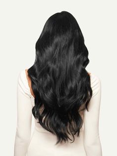 20 Classic Jet Black Clip-In hair extensions - 20 (220g) Longer Thicker Hair, Luxy Hair Extensions, Halo Extensions, Seamless Hair Extensions, Blackest Black, Jet Black Color, Luxy Hair, Jet Black Hair, Black Hair Extensions