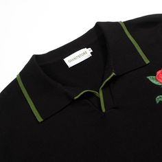 - Knitted polo shirt- 100% cotton yarn- Collar neckline- Unlined- Regular fit- Machine washable Fabric & Care- Delicate Machine Wash at 30 degrees(86℉) with similar colors.- Iron inside out on low temperature.- Store flat.- Do not tumble dry.- Do not bleach. Black Embroidered Top With Collar, Black Collared Polo Shirt For Winter, Black Short Sleeve Polo Shirt For Fall, Black Fitted Cotton Polo Sweater, Fitted Black Cotton Polo Sweater, Black Collared Polo Shirt For Spring, Fitted Black Polo Sweater, Black Cotton V-neck Polo Shirt, Fitted Black Polo Shirt For Spring