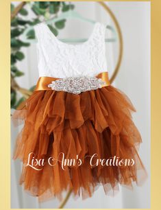 Burnt Orange Flower Girl Dress Sleeveless in Knee Length Burnt Orange Weddings Bridesmaid Dress, Orange Dress For Wedding, Orange Flower Girl Dress, Burnt Orange Wedding Theme, Orange Flower Girl, Sleeveless Flower Girl Dresses, Dresses Birthday, Dresses Dance, Orange Wedding Flowers