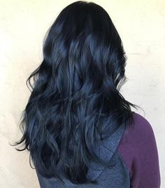 Natural Dark Hair, Blue Highlights