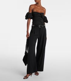 Daniela off-shoulder top in black - Isabel Marant | Mytheresa Chic Off-shoulder Elastane Top For Summer, Chic Summer Off-shoulder Top In Elastane, Chic Summer Off-shoulder Elastane Top, Chic Elastane Off-shoulder Top For Summer, Chic Cotton Evening Tops, Chic Evening Cotton Tops, Chic Cotton Tops For Evening, Chic Elastane Off-shoulder Top For Spring, Fitted Cotton Evening Top