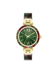 A versatile and modern timepiece that will easily take your look from day to night. Trendy Analog Watch Accessories With Round Dial, Trendy Analog Round Dial Watch Accessories, Trendy Analog Watch Accessories, Modern Multicolor Watches With Metal Dial, Trendy Formal Watch With Rectangular Dial, Trendy Multicolor Quartz Watches, Elegant Multicolor Round Dial Watches, Modern Green Watch With Bracelet Strap, Green And Burgundy