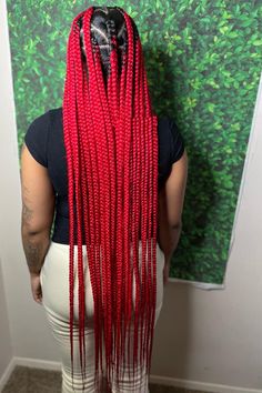 Red Box Braids Hairstyles Red And Black, Red And Black Box Braids, Braided Hairstyles Red, Black And Red Braids, Braids Red