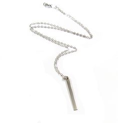 "14KT SOLID GOLD Small Vertical Bar Necklace, Dangling Polished Bar Necklace in 14KT Solid Yellow Gold, White Gold and Rose Gold. Vertical bar dangles from a sparkling cable chain. Highly polished on both sides for a modern look. Great for everyday wear! ✥ Necklace made entirely of SOLID 14KT Yellow Gold, White Gold or Rose Gold. ✥ Length personalized from 16\" to 21\". ✥ Polished bar measures 1/8\" x a little over 1\" in length. ✥ Also available in a hammered finish in my shop! SHIPPING this it Modern 14k Yellow Gold Bar Necklace, Rectangular Yellow Gold Bar Necklace For Everyday, Everyday Yellow Gold Rectangular Bar Necklace, Elegant Silver Rectangular Bar Necklace, Classic Yellow Gold Rectangular Bar Necklace, Elegant 14k Gold-filled Bar Necklace, Vertical Bar Necklace, Vertical Bar, Bar Necklace