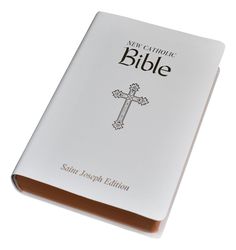 the catholic bible is shown on a white background