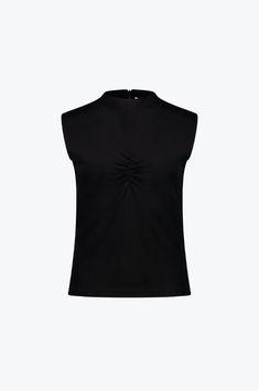 A structured 90s-inspired staple, versatile for any occasion. The Angled Mock Neck is a structured mock neck top, designed with boxy, flared shoulders and slightly loose fitting body to mimic the classic silhouette from the 90s. Detailed with flattering ruching around the bust, creating a rippled appearance. This top fastens at the back with a zip. Crafted in a premium, thick pontie fabric - woven in Melbourne. MADE IN AUSTRALIA. Fabric: 68% Viscose, 27% Nylon, 5% Elastane - Woven in Melbourne. Care: Cold hand wash inside out ONLY; lay out flat to dry. Dry low iron (no steam) Do not: tumble dry, machine wash, spin, wring, bleach, steam, hot iron This garment is supportive and has stretch. We recommend taking your normal size Franny is 174cm, an AU 6/XS [61cm Waist/ 61cm Hips] and wears a s Trendy High-neck Top For Workwear, Trendy High Neck Top For Work, Trendy High Neck Tops For Workwear, Trendy Funnel Neck Tops For Workwear, Modern Stretch High Neck Tops, Modern High Neck Tops For Workwear, Mode Mischief, Hot Iron, Mock Neck Top