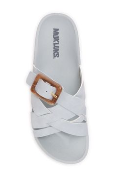 With a cushy insole, this casual slide sandal offers lasting comfort to be a weekend wardrobe favorite. Textile and synthetic upper and lining/synthetic sole Imported Casual Slide Footbed Sandals With Ortholite Insole, Casual Footbed Sandals With Ortholite Insole For Vacation, Modern Beach Sandals With Comfortable Insole, Casual Footbed Sandals With Ortholite Insole For The Beach, Casual Synthetic Jelly Sandals With Round Toe, Casual Slip-on Slides With Ortholite Insole, Casual Slip-on Jelly Sandals, Casual Jelly Sandals With Round Toe, Casual Round Toe Jelly Sandals