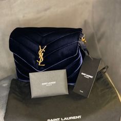 Authentic Ysl Lou Lou Toy Bag In Navy Velvet. Comes With A Navy Leather Strap. New With Tags. Retail $1590 Original Receipts Upon Request. Dust Bag Included. Ysl College Bag, Ysl Toy, Ysl College, Bags Ysl, College Bags, Yves Saint Laurent Bags, Lou Lou, Navy Velvet, Toy Bags