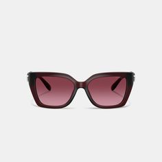 Inspired by our luxe Idol bags these square cat eye sunglasses are finished with our oversized polished Signature wrapped around the temple for bold heritage style. Featuring feature 100% UV protection lenses the sleek design comes packaged in a Coach case with a microfiber cleaning cloth. | Coach Idol Square Cat Eye Sunglasses - Women's - Berry Pink Gradient Classic Rectangular Cat Eye Sunglasses With Tinted Lenses, Classic Cat Eye Sunglasses With Tinted Lenses, Elegant Square-faced Sunglasses With Gradient Lenses, Classic Polarized Shield Sunglasses, Coach Sunglasses With Gradient Lenses For Summer, Modern Coach Sunglasses With Uv Protection, Elegant Polarized Square Sunglasses, Coach Sunglasses With Tinted Lenses For Summer, Chic Coach Sunglasses With Tinted Lenses