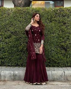 #ad Premium Quality ETHINIC WEAR HEAVY CHINON SILK TOP AND SHARARA WITH DUPATTA FOR PARTY WEAR, Fashion Clothing Wedding Fits, Party Wear For Women, Sharara Designs, Saree Bollywood, Pakistani Salwar, Indian Party Wear, Female Dress, Desi Clothes, Patiala Salwar