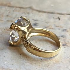 Gemstone ring, boho chic ring, clear stone ring, Golden brass Ring, unique engagement ring, statemen Elegant Brass Rings For Wedding, Elegant Brass Wedding Rings, Elegant Crystal Promise Ring With Metal Band, Elegant Brass Promise Rings, Unique Wedding Jewelry With Vs Clarity, Brass Open Ring Crystal Wedding Ring, Unique Gold Crystal Ring For Wedding, Elegant Brass Crystal Ring For Wedding, Elegant Wedding Crystal Ring In Brass