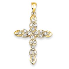 14k yellow gold real diamond cross pendant xp195aa Fine Gold Necklace, Symbolic Jewelry, Yellow Gold Jewelry, Diamond Cross Pendants, Gold Necklace Women, Diamond Cross, Diamond Star, White Gold Earrings, Rose Gold Metal