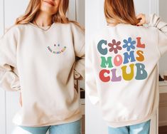 Cool Moms Club Sweatshirt, Cool Mom Hoodie, Gift for Mom, Cool Moms Club Shirt, Mom Birthday Gift, Cool Moms Club Hoodie,Cool Mom Sweatshirt Hello there! We choose one of the highest-quality t-shirt manufacturers in the market! We either choose Circle Soft Style, Bella Canvas, Gildan Soft Style. If you want a specific brand please let us know. Otherwise, we will send the brand that we have available in our stock. Here's some additional information: - All solid color t-shirts are made of 100% cotton. - All Heather Colors are made of a cotton and poly blend, making them incredibly soft and comfy! - Our shirts are all Unisex (except women's v-neck) and come in Retail Fit sizes. Side seamed and shoulder to shoulder taped. - The size tag labels are the free tear-away kind, so no more itching! S Cool Moms Club Sweatshirt, Casual Cotton Hoodie For Birthday, White Long Sleeve Hoodie For Birthday, Cool Moms Club, Mom Hoodies, Club Sweatshirts, Cool Mom, Moms Club, Club Shirts