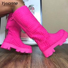 Pink Puma Sneakers, Knee High Sock Boots, Warm Boots Women, Women Towel, Womens Knee High Socks, Pink Booties, 26 December, Winter Fall Outfits, Black Hair Styles