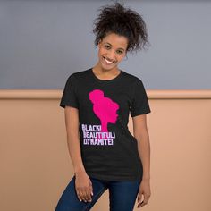 Black, Beautiful, Dynamite Unisex t-shirt, Pink Fan T-Shirt gift, Pink Lover's Gift, Black Barbie Fan Youth Short Sleeve T-Shirt T-shirts are a dime a dozen, but this one stands out from the pack. It's super soft, breathable, and has just the right amount of stretch. Need we say more? * 100% combed and ring-spun cotton (Heather colors contain polyester) * Fabric weight: 4.2 oz/yd² (142 g/m²) * Pre-shrunk fabric * Side-seamed construction * Shoulder-to-shoulder taping * Blank product sourced from Pink Fan, T Shirt Rosa, Ribbon Shirt, Fall Tee, Valentine T Shirts, Black Barbie, Tops Fall, Love T Shirt, Pink Shirt