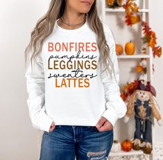 Funny Thanksgiving Sweatshirt, Thanksgiving Dinner Sweatshirt, Fall Vibes Sweatshirt, Bonfires Pumpkins Leggings Sweaters Lattes Sweatshirt, Autumn Sweatshirt,bonfires pumpkins,Fall Vibes Sweater,Family Dinner Gift,family thanksgiving,Friendsgiving Party,Funny Thanksgiving,happy thanksgiving,kids thanksgiving,leggings sweaters,Thankful Vibes Shirt,Thanksgiving Dinner,Turkey Day Sweater  Hello and welcome to my store! It brings me great joy to see you here. My goal is to ensure your happiness, an Thanksgiving Leggings, Pumpkin Leggings, Dinner Gifts, Thanksgiving Friendsgiving, Kids Thanksgiving, Friendsgiving Party, Thanksgiving Sweatshirt, Colorful Sweatshirt, Family Thanksgiving