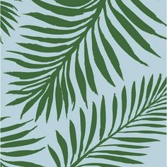 a blue and green palm leaf wallpaper