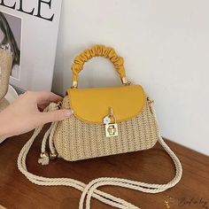 Bird in Bag - Bag female new ladies bags fashion locking straw bag casual handbag small square bag female Trendy Straw Shoulder Bag With Detachable Strap, Trendy Straw Bag With Detachable Strap And Top Handle, Summer Square Straw Bag With Detachable Handle, Summer Square Straw Bag With Detachable Strap, Trendy Rectangular Straw Bag With Detachable Strap, Beige Straw Bag With Top Carry Handle, Trendy Satchel Box Bag With Braided Handles, Trendy Top Handle Straw Bag, Beige Square Straw Bag With Detachable Strap