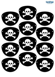 a bunch of skulls and crossbones on black plates