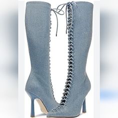 Elevate Your Style With These Steve Madden Killa Ankle Boots And Booties. Featuring A Pointed Toe And Zip Closure, These Boots Are Perfect For Any Occasion, Whether It's A Party Or A Casual Day Out. The Denim Fabric And Synthetic Outsole Material Make Them Durable And Versatile For All Seasons. These Boots Are Part Of The Steven By Steve Madden Product Line And Come In A Solid Denim Color With Accents Of Lace, Zipper, And Eyelet. The Stiletto Heel Style Adds A Touch Of Elegance, While The Regula Denim Blue Pointed Toe Party Boots, Party Denim Blue Pointed Toe Boots, Chic Denim Winter Boots, Chic Winter Denim Boots, Trendy Fitted Lace-up Boots, Fitted Denim Boots With Pointed Toe, Chic Denim Blue Boots For Spring, Fitted Denim Blue Boots For Fall, Casual Fitted Denim Blue Boots