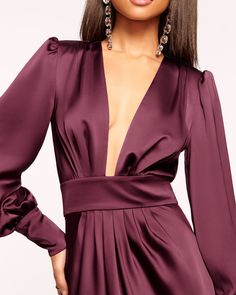 Madelane Dress Ramy Brook, Stretch Satin, British Indian, Plunging Neckline, Sleeve Dress, Jumpsuit Romper, Special Occasion, Wedding Ideas, Wedding Dresses