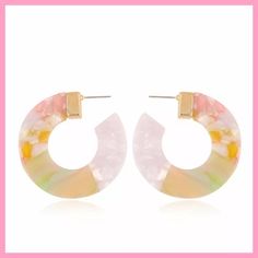 ”Arianna”Acrylic Post Or Stud Hoop Style Resin Earrings. Pinks, Greens And White Muted Color Earrings With Gold Posts. New. Last 2 Pics Are The Actual Earrings You Will Receive. 1 1/2” Round Tags: Acrylic Resin Post Stud Boho Earrings Dainty Delicate Gold Statement Hoops Ear Cuff Bon Bon Tassel Drop See Other Listings For Ear Cuffs Or Jackets, Pearl, Beaded And Jeweled Earrings. Trendy White Earrings, Trendy White Plastic Earrings, Chic Pink Small Hoop Earrings, Chic Small Pink Hoop Earrings, Chic Pink Hoop Jewelry, Chic Small Pink Hoop Jewelry, Chic Small Hoop Pink Jewelry, Chic Pink Round Earrings, Trendy Small Hoop Plastic Earrings