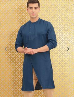 WELCOME TO MY SHOP STYLEASHRA Give yourself a best ethnic look by wearing this Top / kurta pajama  Made of rich cotton blend fabric this regular-fit set comprises a full-sleeved Indian Long kurta/ kurta This outfit with mojris will look apart on special occasions. material l :100%Cotton Color : Blue Length : 40 inch Shirt Chest is measurement for shirt (not body) As per standard, for best loose fitting 5" inches gap should be there between actual chest size and shirt chest size Size chart is below Men's Sizes Actual Body Chest - Ready Shirt Chest i Add 5" Inches Lose Fitting Fabric Armhole To Armhole. XS - 31" Inches 36" Inches S - 35" Inches 40" Inches M - 37" Inche 42" Inches L - 39" Inches 44" Inches XL - 43" Inches 48" Inches 2XL - 47" Inches 52" Inches 3XL - 51" Inches 56" Inches 4XL Kurta Wedding, Traditional Kurta, Wedding Fancy, Kurta Cotton, Designer Kurta, Dress Traditional, Long Kurta, Ethnic Looks, Cotton Kurta