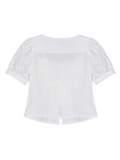 Editor's NoteThis is a 100% cotton blouse. The heart neck adds a lovely touch, and the sleeves and bust shirring details create a voluminous shape for a feminine mood.- NICK&NICOLE logo embroidered on the shoulder- Easy to wear thanks to front button closure- A versatile item that can be matched with various bottoms such as skirts and jeans*Actual colors may differ depending on monitor specifications and resolution.*The color of the product shown in the model image may differ from the actual product due to weather and lighting.*Please refer to the product detail cut below to check the exact color of the product.Measurements (in.)M / L- Shoulder: 12.8 in. / 13.58 in.- Chest: 15.75 in. / 16.54 in.- Sleeve: 9.84 in. / 10.63 in.- Length: 19.29 in. / 19.69 in.*Model size: Height 5'68, Bust Cotton V-neck Puff Sleeve Top For Work, Elegant Cotton Blouse With Gathered Sleeves, Chic Short Sleeve Top With Gathered Sleeves, Elegant Cotton Tops With Gathered Sleeves, Elegant Cotton Top With Puff Sleeves, Elegant Cotton Tops With Puff Sleeves, Chic White Top With Gathered Sleeves, Chic White Tops With Gathered Sleeves, Classic Short Sleeve Padded Blouse