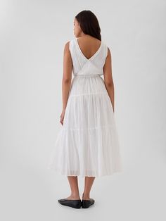 Gap Pleated Tiered Maxi Dress New Off White