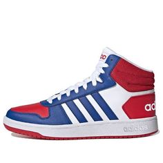 adidas Hoops 2.0 Mid 'White Blue Red' FY8472 (SNKR) Adidas University Red Sneakers For Sports, Red Adidas Basketball Shoes For Sneaker Matching, Red Adidas Logo Basketball Shoes For Sneaker Matching, University Red Adidas Sneakers For Sports, Red High-top Sneakers With Three Stripes, Red Adidas High-top Basketball Shoes, Red High-top Adidas Basketball Shoes, Red Adidas Sneakers For Sports, Adidas Red High-top Sneakers With Logo