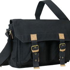 * Size: 13.5 * 9 * 5" * 2 Front Pockets Under Flat Over Panel; Button Closure * 100% Cotton Canvas; Genuine Leather Parts * Zipper Closure; Internal Zipper Drop Style Pocket * Vintage Brass Fitting Hardware;16oz Durable Thick Canvas Black Rectangular Shoulder Bag With Pockets, Black Rectangular Camera Bag With Large Capacity, Black Shoulder Satchel With Pockets, Large Capacity Black Rectangular Camera Bag, Black Canvas Satchel With Adjustable Strap, Black Canvas Satchel Shoulder Bag, Black Flap Shoulder Bag With Adjustable Strap, Black Canvas Shoulder Bag For Daily Use, Black Satchel Canvas Bag With Adjustable Strap