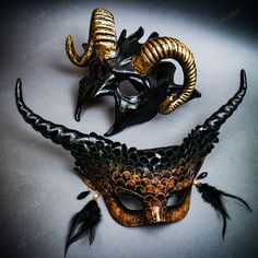 Step Into A Realm Of Mystique And Allure With Our Devil Horned Masquerade Mask Set, Designed To Captivate At Any Event With Its Striking And Bold Design. Perfect For Adding An Air Of Enchantment To Masquerade Balls, Music Festivals, Themed Parties, Or Halloween Events, These Masks Will Transform You Into A Figure Of Intrigue. Unique And Eye-Catching Design_this Exclusive Set Features Two Mesmerizing Masks: * A Men Mask With Sculpted Horns, Offering A Sleek, Bold Look For Those Seeking A Touch Of Black Horned Mask For Masquerade, Horned Masks And Prosthetics For Halloween Party, Black Masquerade Mask For Halloween Evening, Black Halloween Masks And Prosthetics For Theater, Fantasy Horned Masks And Prosthetics For Party, Black Masks And Prosthetics For Halloween Theater, Halloween Party Horned Masks And Prosthetics, Black Theater Masks And Prosthetics For Halloween, Black Horned Masquerade Mask For Costume